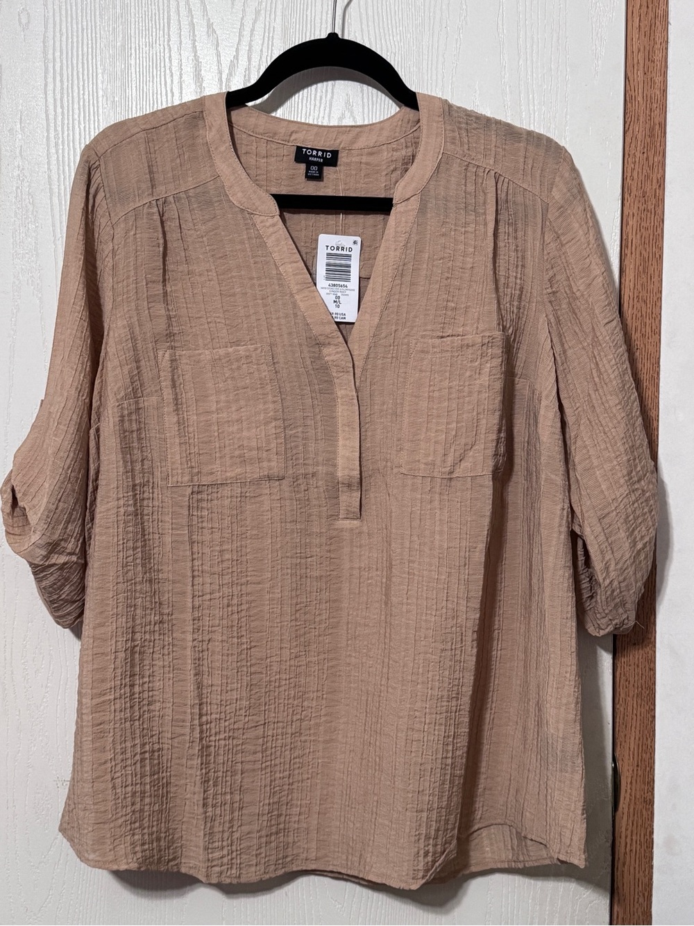 Torrid Harper Textured Blouse Size 00 NWT Neutral Tan Ginger Root Pullover Top